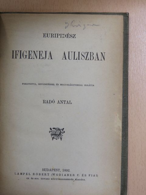 Euripidész - Ifigeneja Auliszban [antikvár]