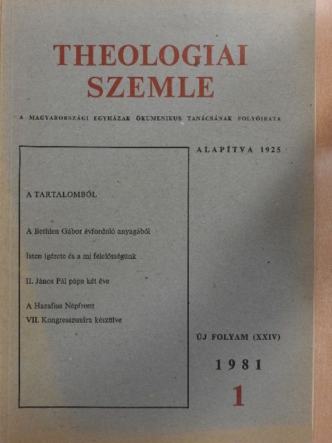 Adalbert Krims - Theologiai Szemle 1981/1. [antikvár]
