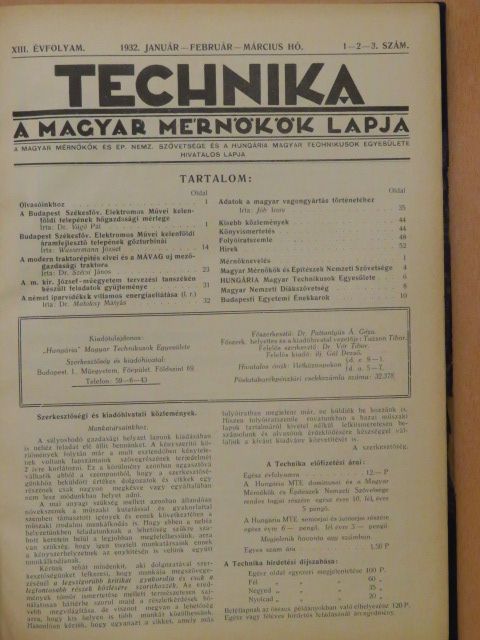 De Chatel Rudolf - Technika 1932. (nem teljes évfolyam) [antikvár]