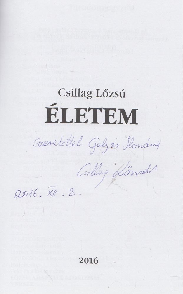 Csillag Lőzsu - Életem (dedikált) [antikvár]