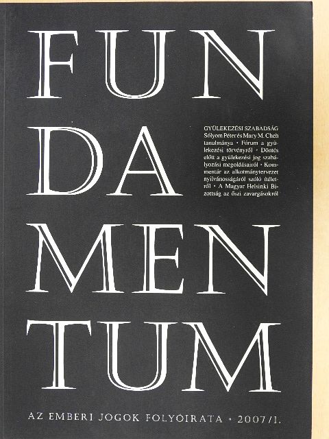 Mary M. Cheh - Fundamentum 2007/1. [antikvár]