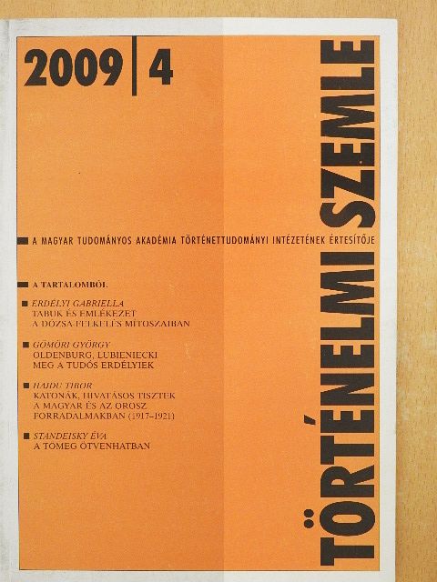 Erdélyi Gabriella - Történelmi Szemle 2009/4. [antikvár]