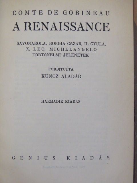 Comte de Gobineau - A renaissance [antikvár]