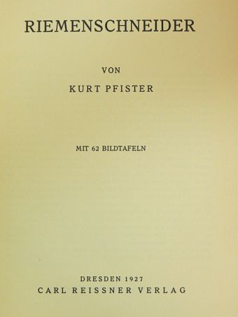 Kurt Pfister - Riemenschneider  [antikvár]