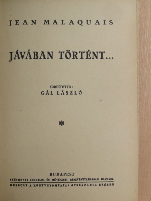 Jean Malaquais - Jávában történt... [antikvár]