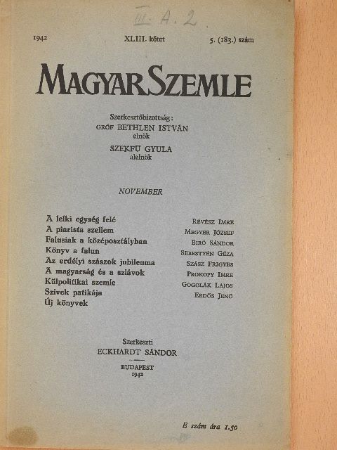 Biró Sándor - Magyar Szemle 1942. november [antikvár]