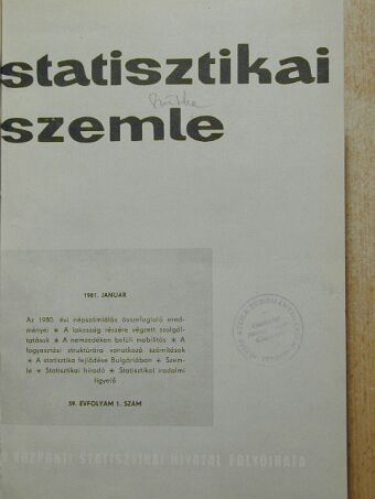 Deáky Györgyné - Statisztikai Szemle 1981. (nem teljes évfolyam) [antikvár]
