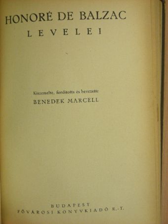 Honoré de Balzac - Honoré de Balzac levelei [antikvár]