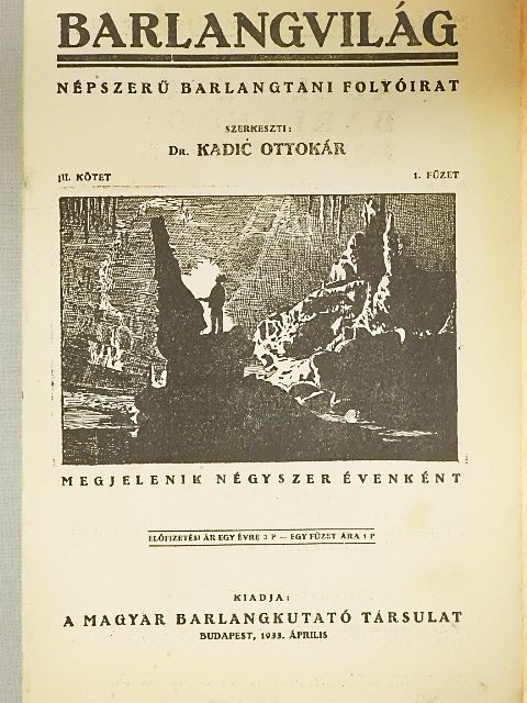 Dr. Bogsch László - Barlangvilág 1933. április [antikvár]