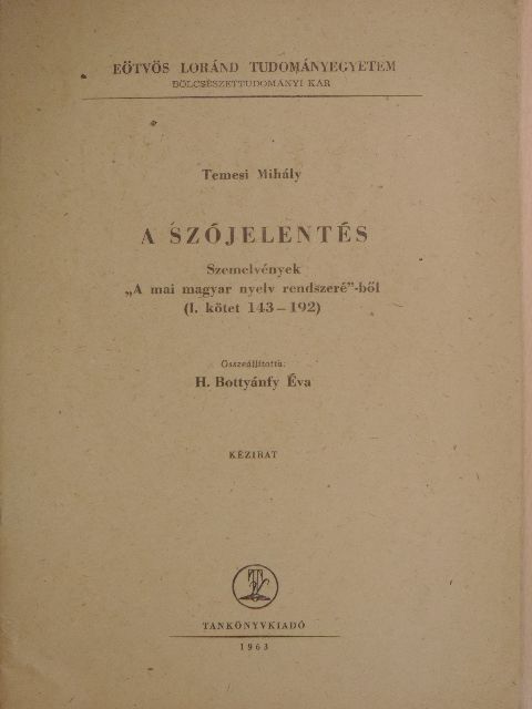 Temesi Mihály - A szójelentés [antikvár]