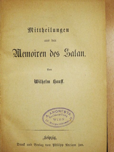Wilhelm Hauff - Mittheilungen aus den Memoiren des Satan (gótbetűs) [antikvár]