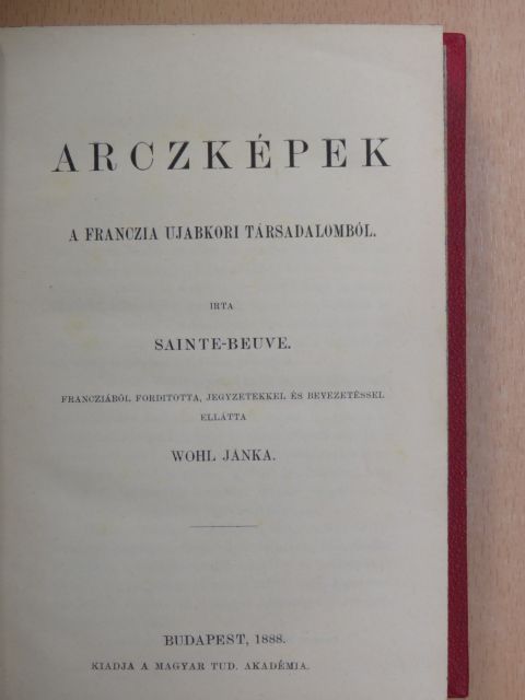 Saint Beuve - Arczképek [antikvár]