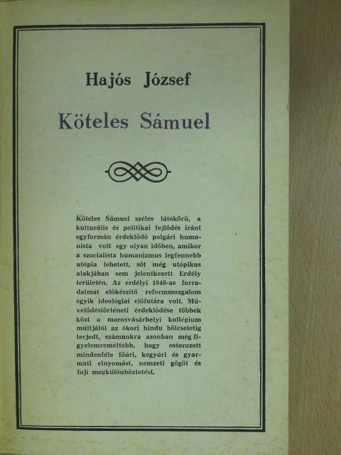 Hajós József - Köteles Sámuel (dedikált példány) [antikvár]