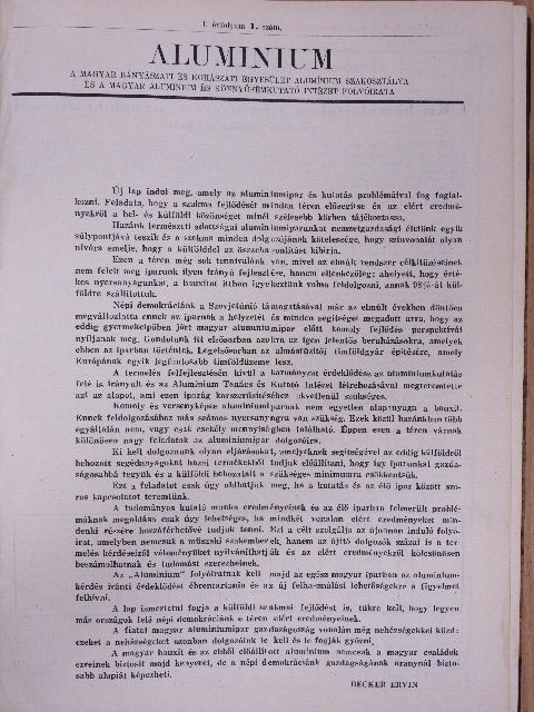 Buray Zoltán - Aluminium 1949. január-december/1950. (nem teljes évfolyam) [antikvár]