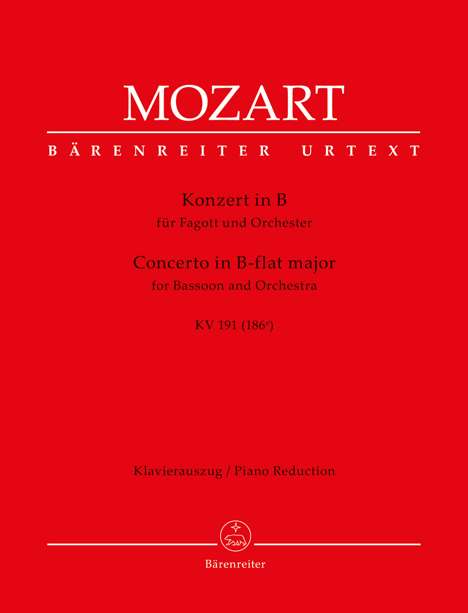 MOZART, W,A, - KONZERT IN B FÜR FAGOTT UND ORCHESTER KV 191 (186e) KLAVIERAUSZUG URTEXT