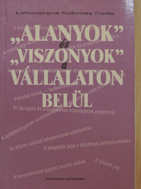 Lehoczkyné Kollonay Csilla - "Alanyok" és "viszonyok" a vállalaton belül [antikvár]