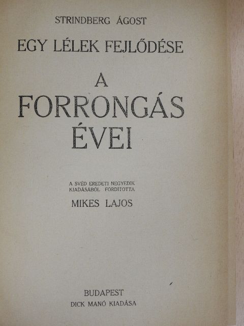 Strindberg Ágost - Egy lélek fejlődése II. [antikvár]