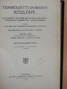 Berget Alfonz - Természettudományi Közlöny 1912. január-december [antikvár]