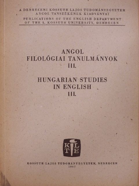 Charlotte Kretzoi - Angol filológiai tanulmányok III. [antikvár]