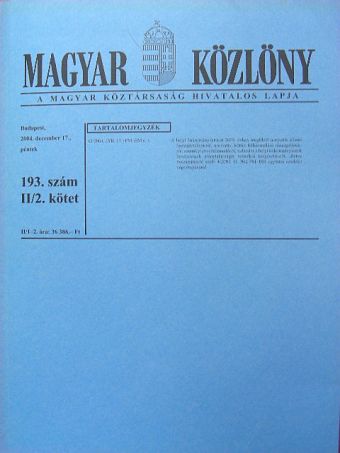 Magyar Közlöny 2004. december 17. II/2. [antikvár]