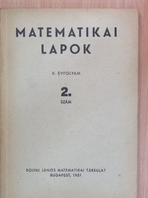 Aczél János - Matematikai Lapok 1951/2. [antikvár]