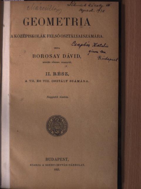 Borosay Dávid - Geometria II. [antikvár]