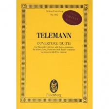 TELEMANN - OUVERTURE (SUITE) FOR RECORDER, STRINGS & BC A MINOR POCKET SCORE URTEXT