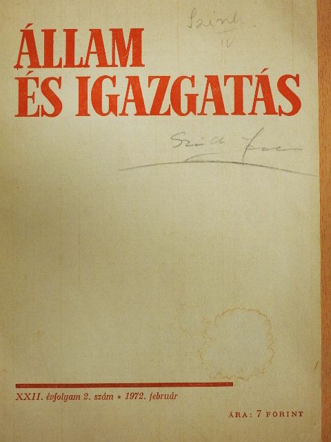Dr. Adám Antal - Állam és igazgatás 1972. február [antikvár]