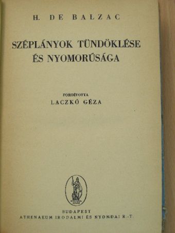 H. de Balzac - Széplányok tündöklése és nyomorúsága I-II. [antikvár]