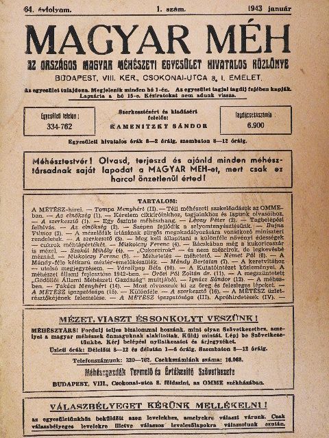 Bujna Vilmos - Magyar Méh 1943. január [antikvár]