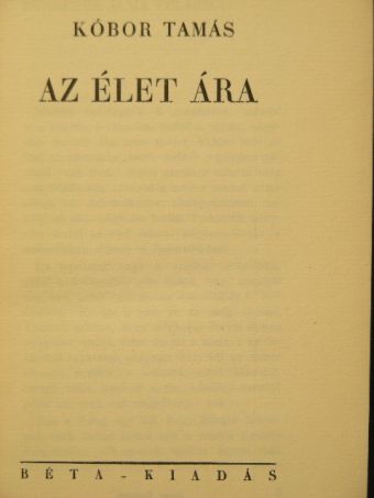 Kóbor Tamás - Az élet ára [antikvár]