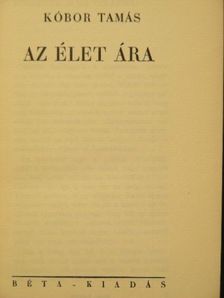 Kóbor Tamás - Az élet ára [antikvár]