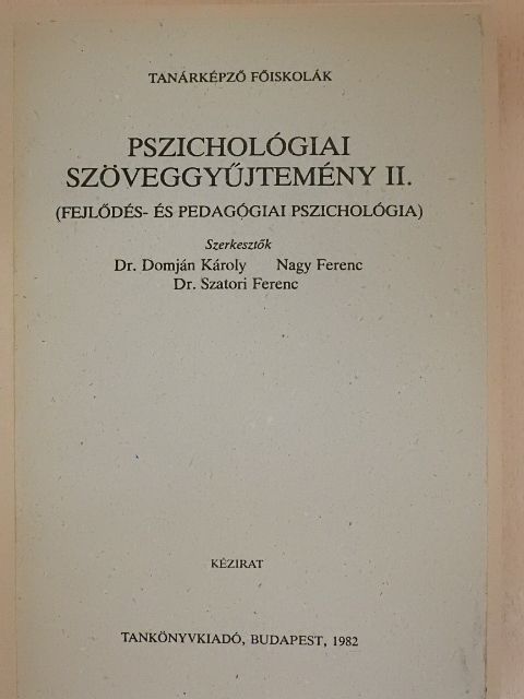 Adelson J. - Pszichológiai szöveggyűjtemény II. [antikvár]