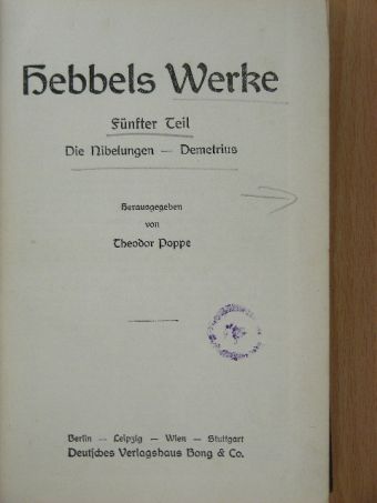 Hebbel - Hebbels Werke 5. [antikvár]