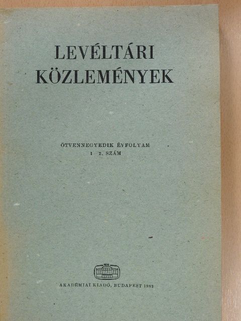 Draskóczy István - Levéltári Közlemények LIV/1-2. [antikvár]