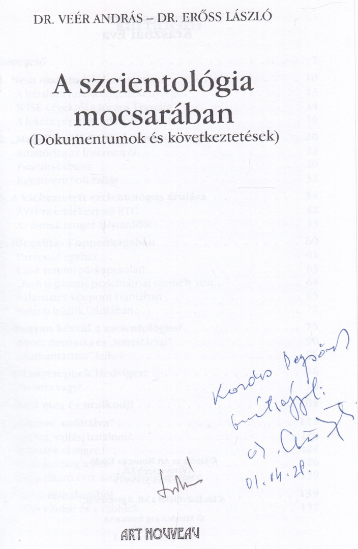 Dr. Erőss László, Dr. Veér András - A szcientológia mocsarában (dedikált) [antikvár]