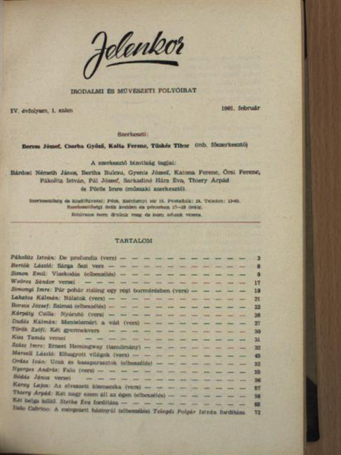 Albert Gábor - Jelenkor 1961. január-december [antikvár]