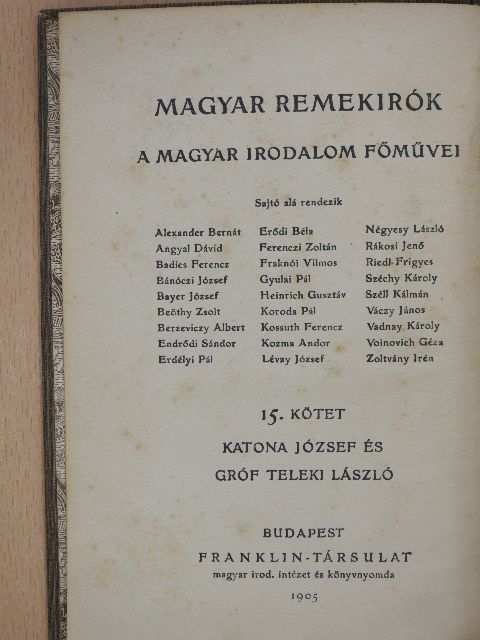 Gróf Teleki László - Katona József és Gróf Teleki László/Bánk bán/Kegyencz [antikvár]