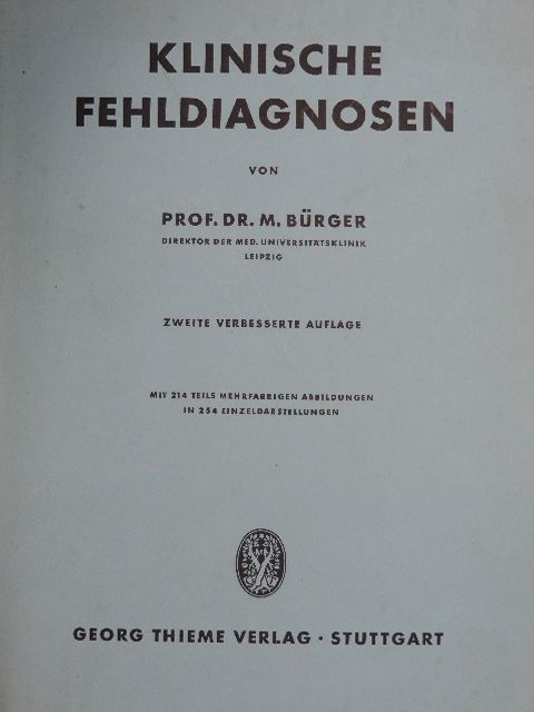 Dr. M. Bürger - Klinische fehldiagnosen [antikvár]