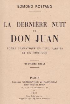 EDMOND ROSTAND - La derniere nuit de Don Juan [antikvár]