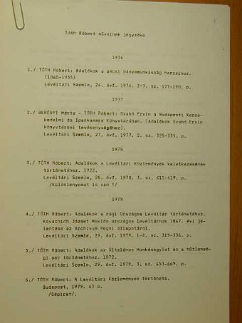 Tóth Róbert - Tóth Róbert műveinek jegyzéke 1976-1996. [antikvár]