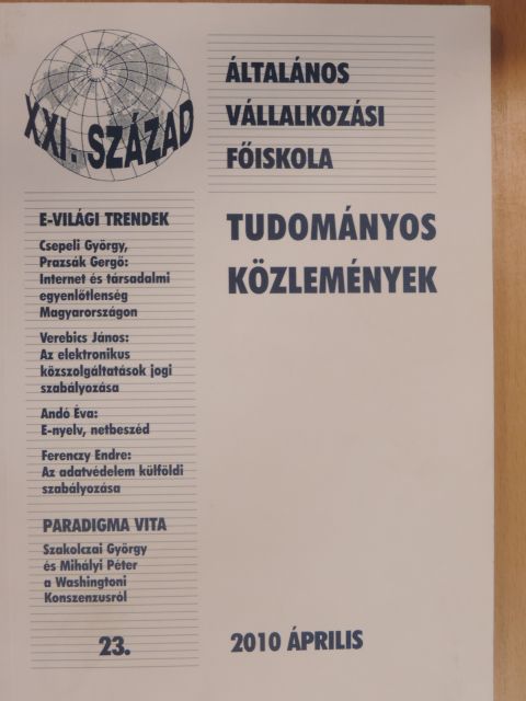 Békési Gábor - Tudományos közlemények 2010. április [antikvár]