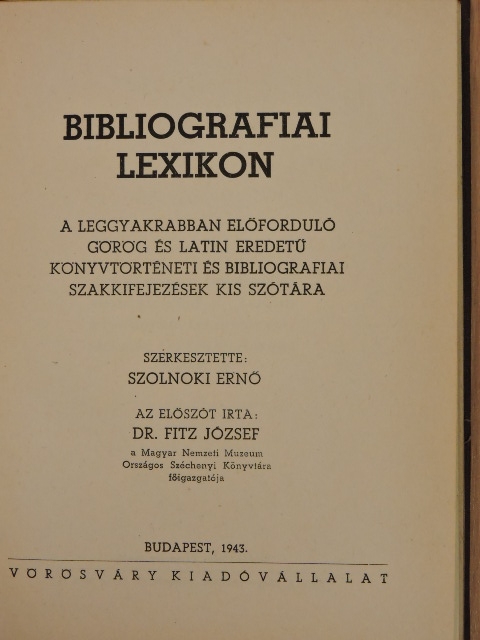 Bibliografiai Lexikon [antikvár]
