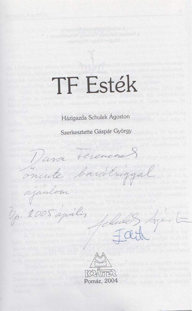 Gáspár György - TF Esték (Dedikált) [antikvár]
