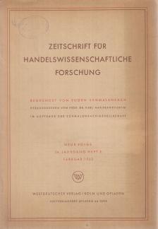 Schmalenbach, Eugen - Zeitschrift für Handelswissenschaftliche Forschung Februar 1962 [antikvár]