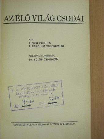 Alexander Moszkowski - Az élő világ csodái [antikvár]