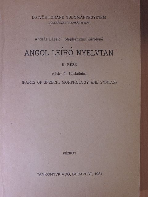 András László - Angol leíró nyelvtan II. [antikvár]
