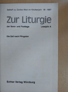 Helmut Schlegel - Zur Liturgie der Sonn- und Festtage [antikvár]