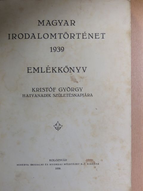 Antal Péter - Magyar irodalomtörténet 1939 [antikvár]