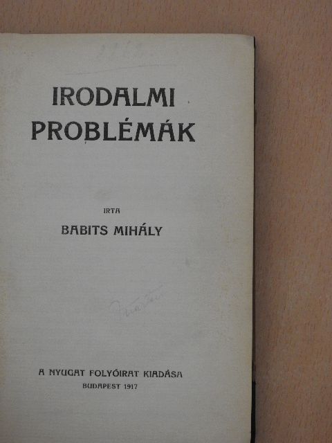 Babits Mihály - Irodalmi problémák [antikvár]